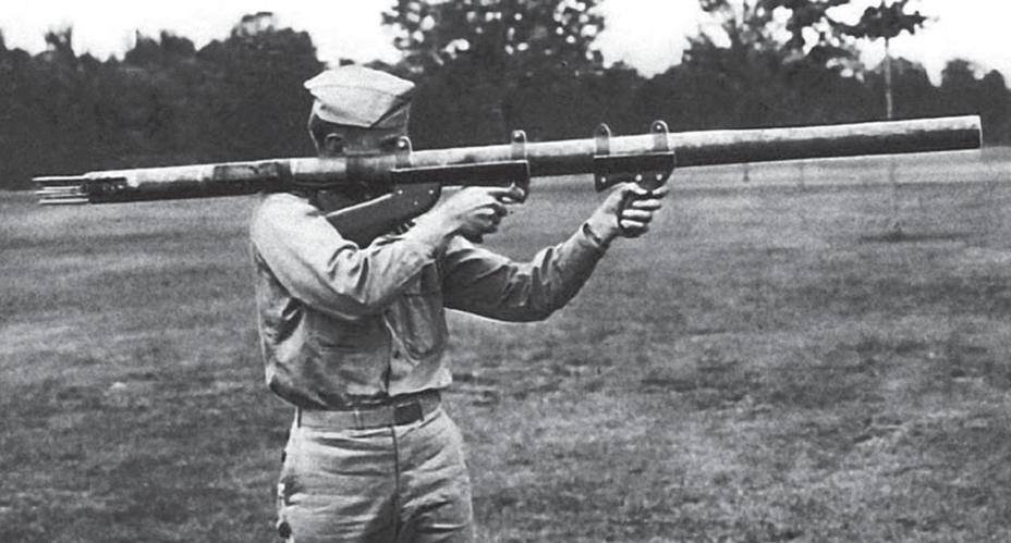 The bazooka's shoulder-mounted launcher was designed by American 2nd Lieutenant Edward Uhl. What gave him the idea for the design?