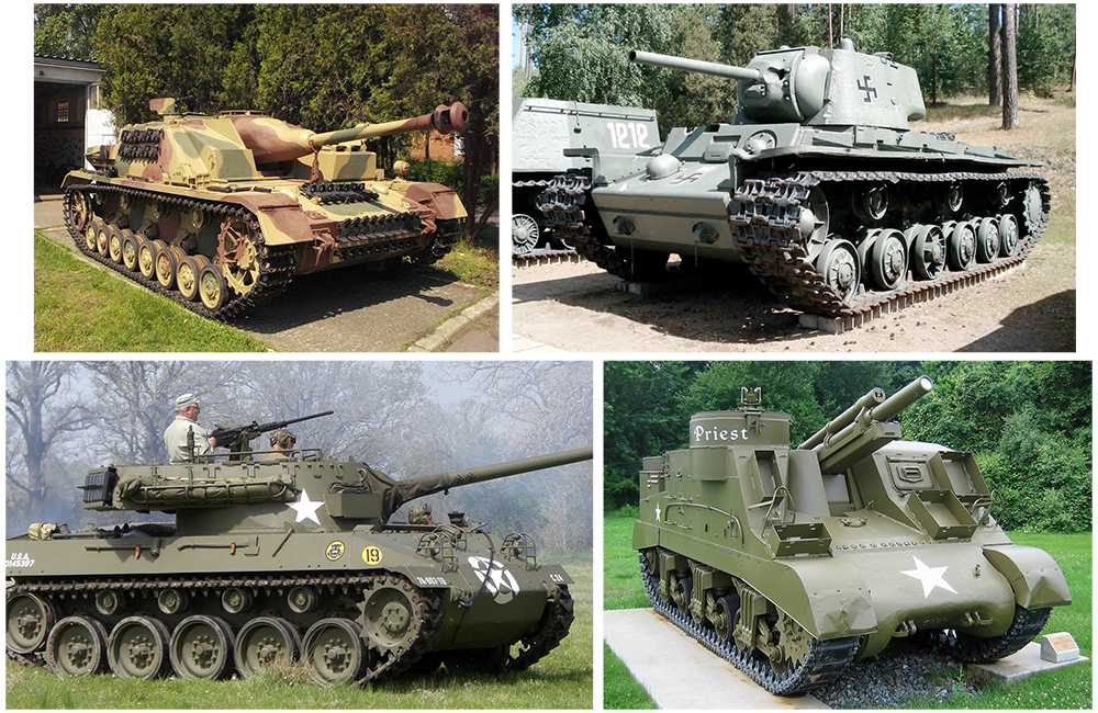 Of these four tracked, armored and cannon-armed World War II fighting vehicles, which one is the only actual tank? (Note: order of vehicles in images differs from order of answers.)